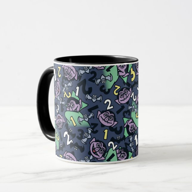 Caneca Sésamo Sésamo | Conde von Count Doodle Pattern (Frente Esquerda)