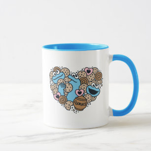 Caneca Sésamo Sésamo Cookie Monster Doodle Heart