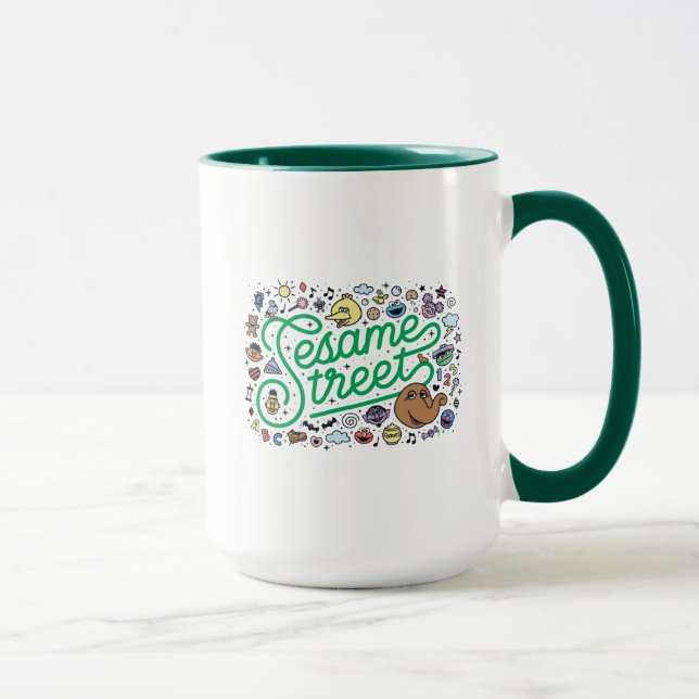 Caneca Sésamo Sésamo | Sesame Street Green Doodle Script (Direita)