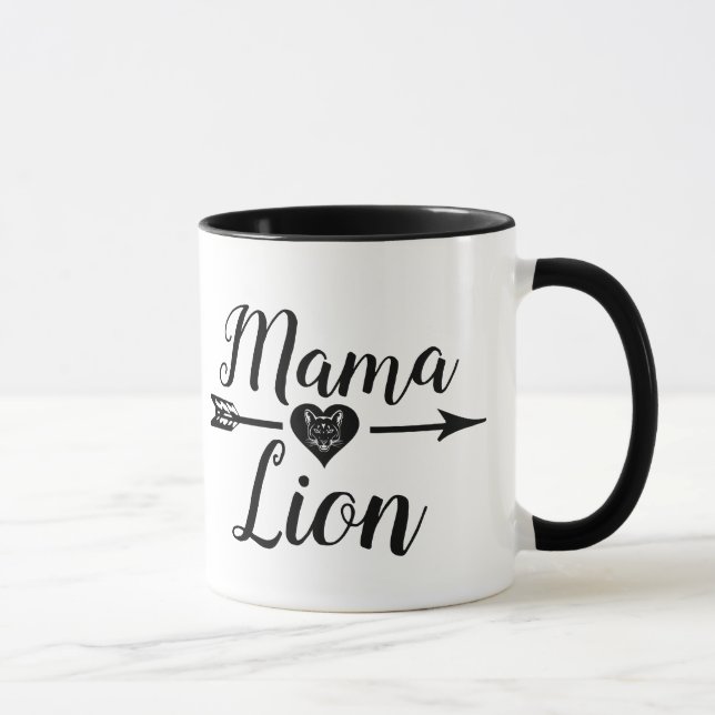 Caneca Seta Mama Lion com Coração, Preto (Direita)