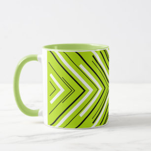 Caneca Setas em Verde limão, Preto e Branco