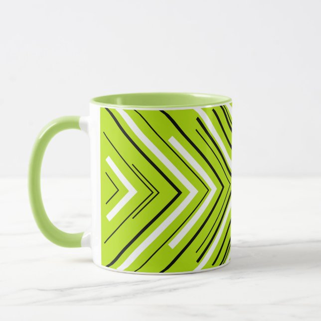 Caneca Setas em Verde limão, Preto e Branco (Esquerda)