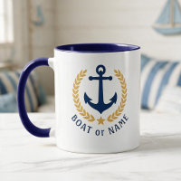 Seu Barco ou Nome Âncora Estilo Dourado Louro Azul