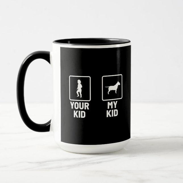 Caneca Seu Filho, Meu Filho Engraçado Touro Terrier (Esquerda)