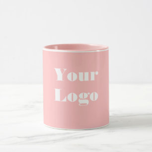Caneca Seu logotipo rosa branco