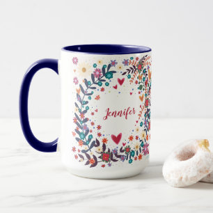 Caneca Seu nome é Floral Custom Bonito Inspirivity
