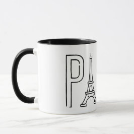 Caneca [seu nome] em Paris - Tipografia Torre Eiffel