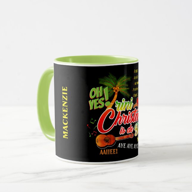 Caneca Seu Nome Marac e Quatro Trini Natal BLACK (Frente Esquerda)