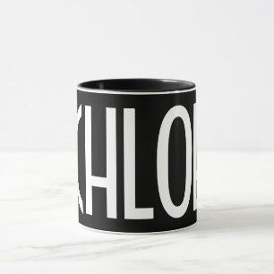 Caneca Seu Nome, Texto Branco Negrito   Preto