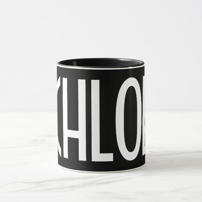 Caneca Seu Nome, Texto Branco Negrito | Preto (Centro)