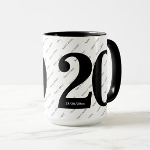 Caneca Seu Padrão de Nome - Número Negrito 20 - Preto/Bra