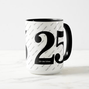 Caneca Seu Padrão de Nome - Preto e Branco - Negrito 25