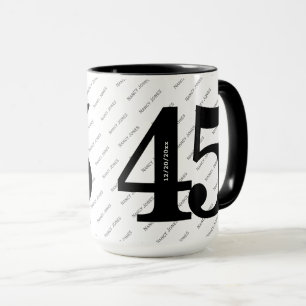 Caneca Seu padrão de nome - preto e branco - Negrito 45
