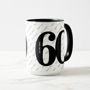 Caneca Seu Padrão de Nome - Preto e Branco - Negrito 60