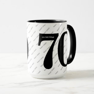 Caneca Seu Padrão de Nome - Preto e Branco - Negrito 70