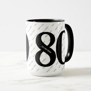 Caneca Seu padrão de nome - preto e branco - Negrito 80