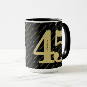 Caneca Seu Padrão de Nome - Preto e Dourado - Negrito 45