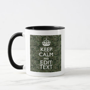 Caneca Seu próprio texto Camo digital Woodland mantenha-s