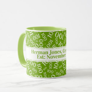 Caneca Seu Texto: 100º Aniversário Número Verde