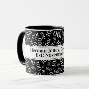 Caneca Seu texto: 100º Padrão do Número de Aniversário Do