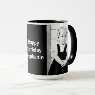 Caneca Seu Texto Fotográfico Feliz Aniversário Simples Pr