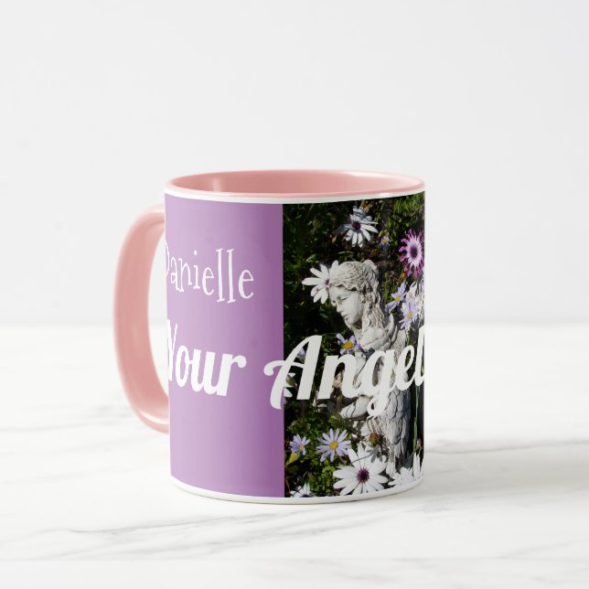 Caneca Seus Anjos estão sempre com seu Anjo Floral Lilac (Frente Esquerda)