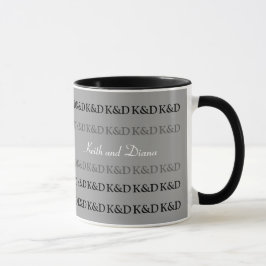 Caneca seus nomes, personalizado branco e preto