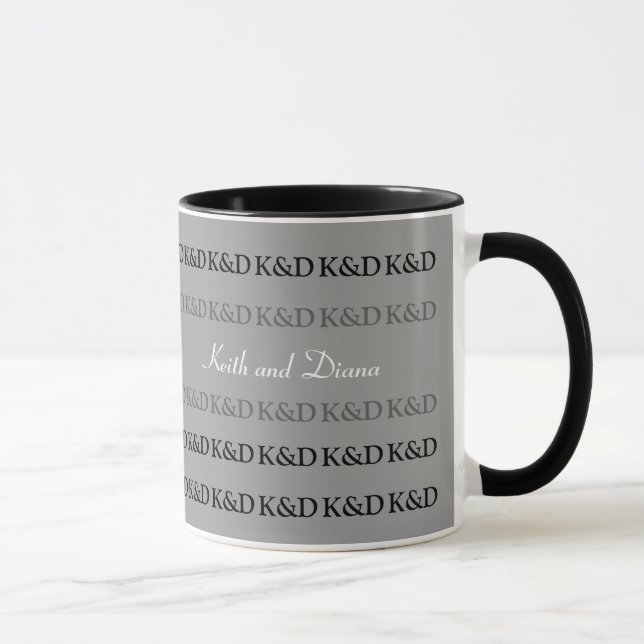 Caneca seus nomes, personalizado branco e preto (Direita)