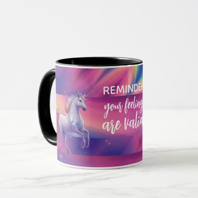 Caneca Seus Sentimentos São Válidos Unicórnio Tie Dye Arc (Frente Esquerda)