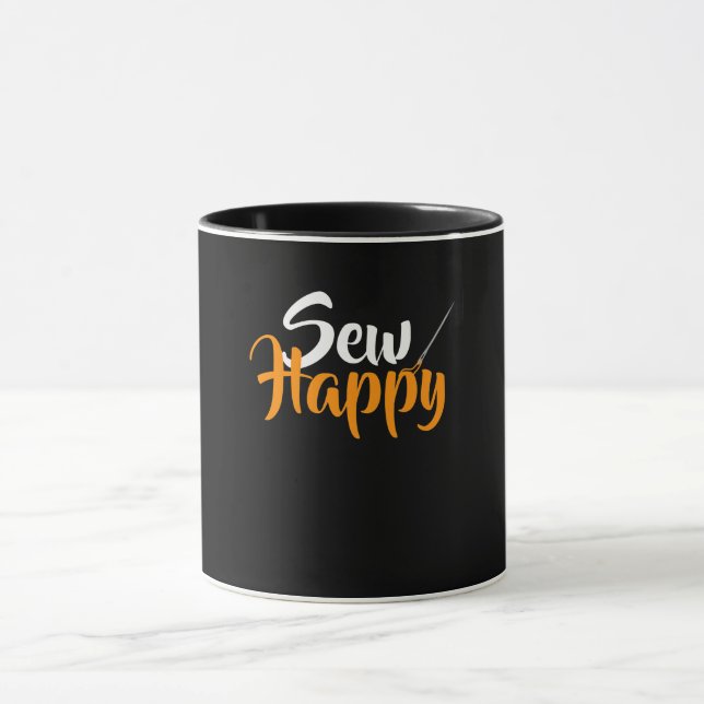 Caneca Sew Happy | Presentes Engraçados Que Comprimem O P (Centro)