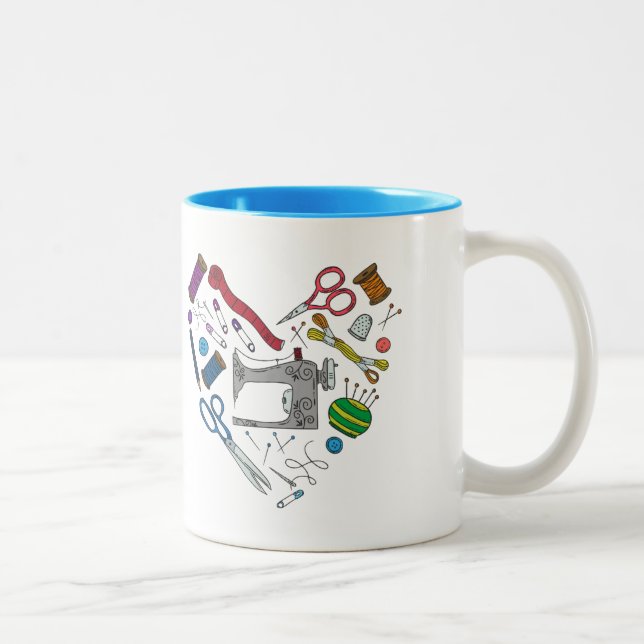 Caneca Sewing do coração das ferramentas (Direita)