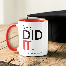 Caneca She Did It Red Graduation Statement Mug