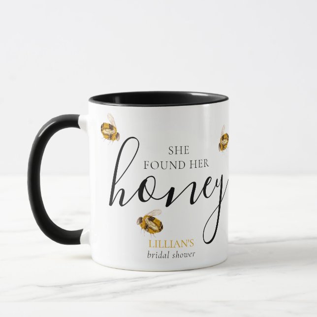 Caneca She Found Her Honey Bee Bridal Shower Favor  (Esquerda)