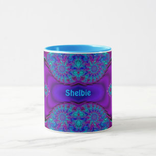 Caneca SHELBIE ~ Zany 3D ~ Blue, Green and Purple Mug