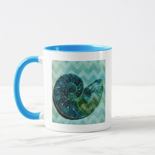 Caneca Shell do Conch de Turquesa Espiral (Esquerda)