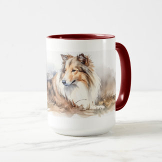 Caneca Sheltie Watercolor