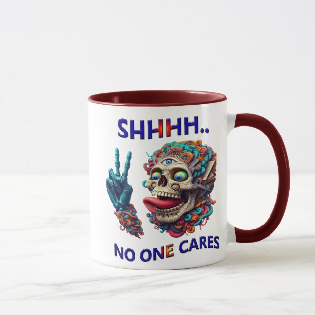 Caneca SHHH. Ninguém Se Preocupa Com O Receptor De Crânio (Direita)