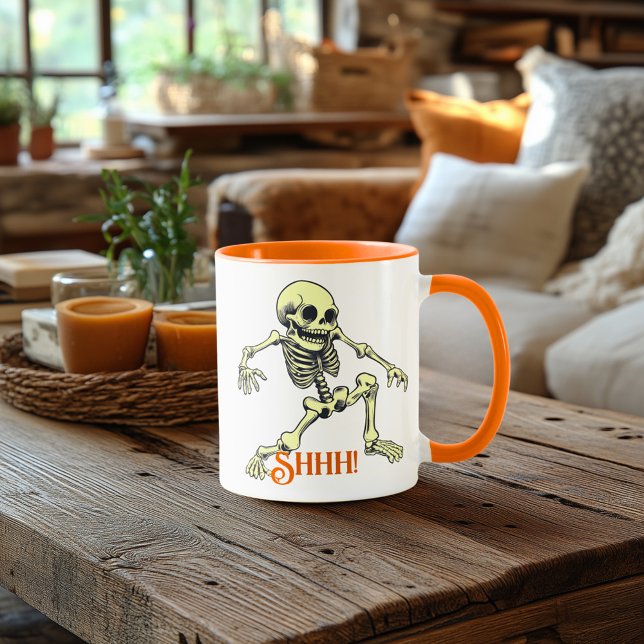 Caneca Shhh! Skeleton Mug - Víblias de Halloween divertid (Criador carregado)