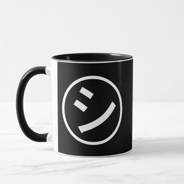 Caneca ㋛ Shi Kana Katakana sorrindo Emoji / Emoticon (Esquerda)