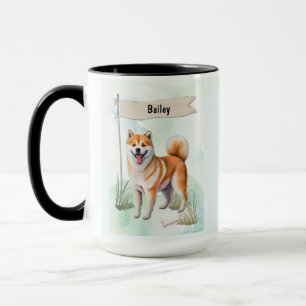 Caneca Shiba Inu Aquarela Cachorro Personalizado