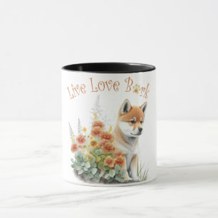 Caneca Shiba Inu Cão Mãe Floral