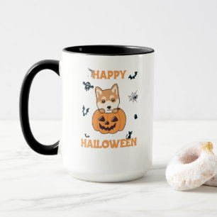 Caneca Shiba Inu Em Pumpkin Cães Doce Feliz Dia das Bruxa