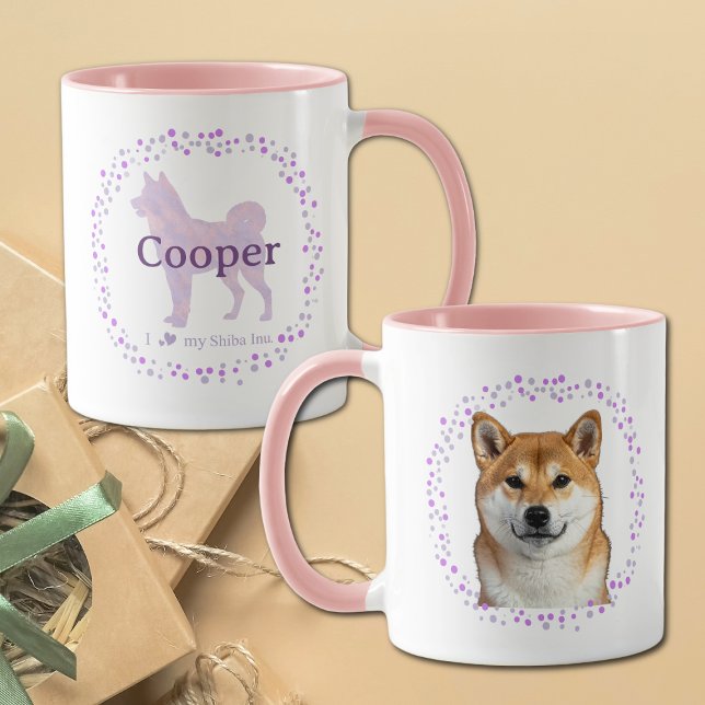 Caneca Shiba Inu Mug – Personalized Pastel Lavender Gift (Criador carregado)
