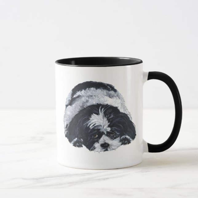 Caneca Shih Tzu Preto e Branco (Direita)