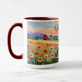 Caneca Shih Tzu Puppy Flower Field Combo Mug