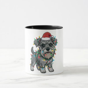 Caneca Shih Tzu Usando um Chapéu de Papai Noel para o Nat