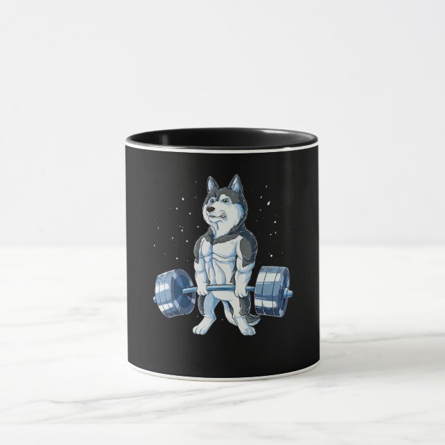 Caneca Siberian Husky Weky Levantando Homens Engraçados (Centro)