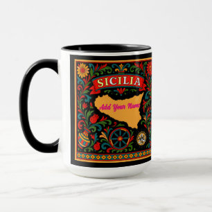 Caneca Sicilia Desenho Siciliano (personalizar com nome)