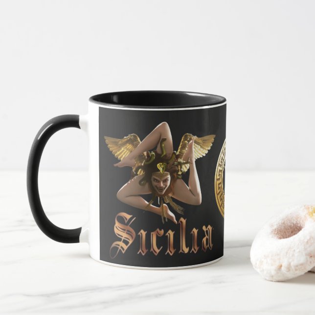 Caneca Sicília / Sicília Trinacria Medusa Gift Mug (Com Donut)