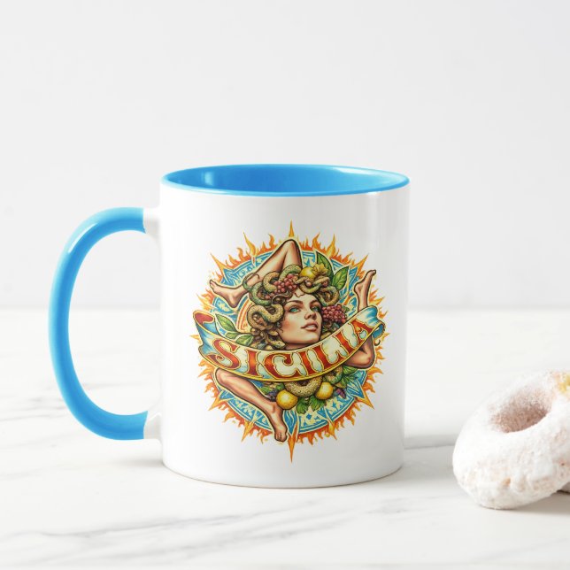 Caneca Sicilia Trinacria Sun  (Com Donut)